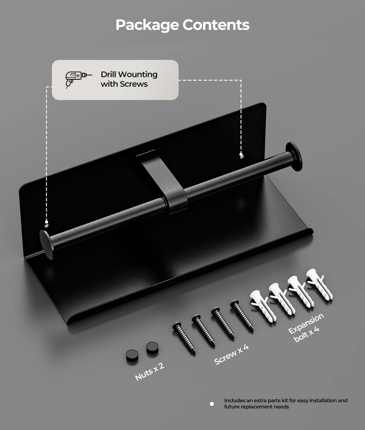 Double Toilet Paper Holder with Shelf, Wall Mount Tissue Roll Holder for Bathroom, 304 Stainless Steel Commercial