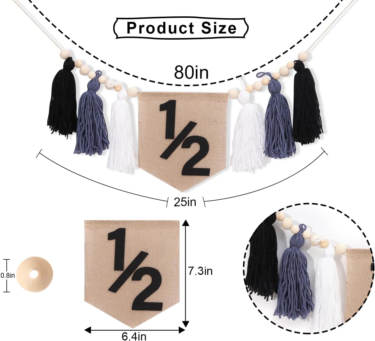 Tassel Wood Bead Highchair Garland / Black