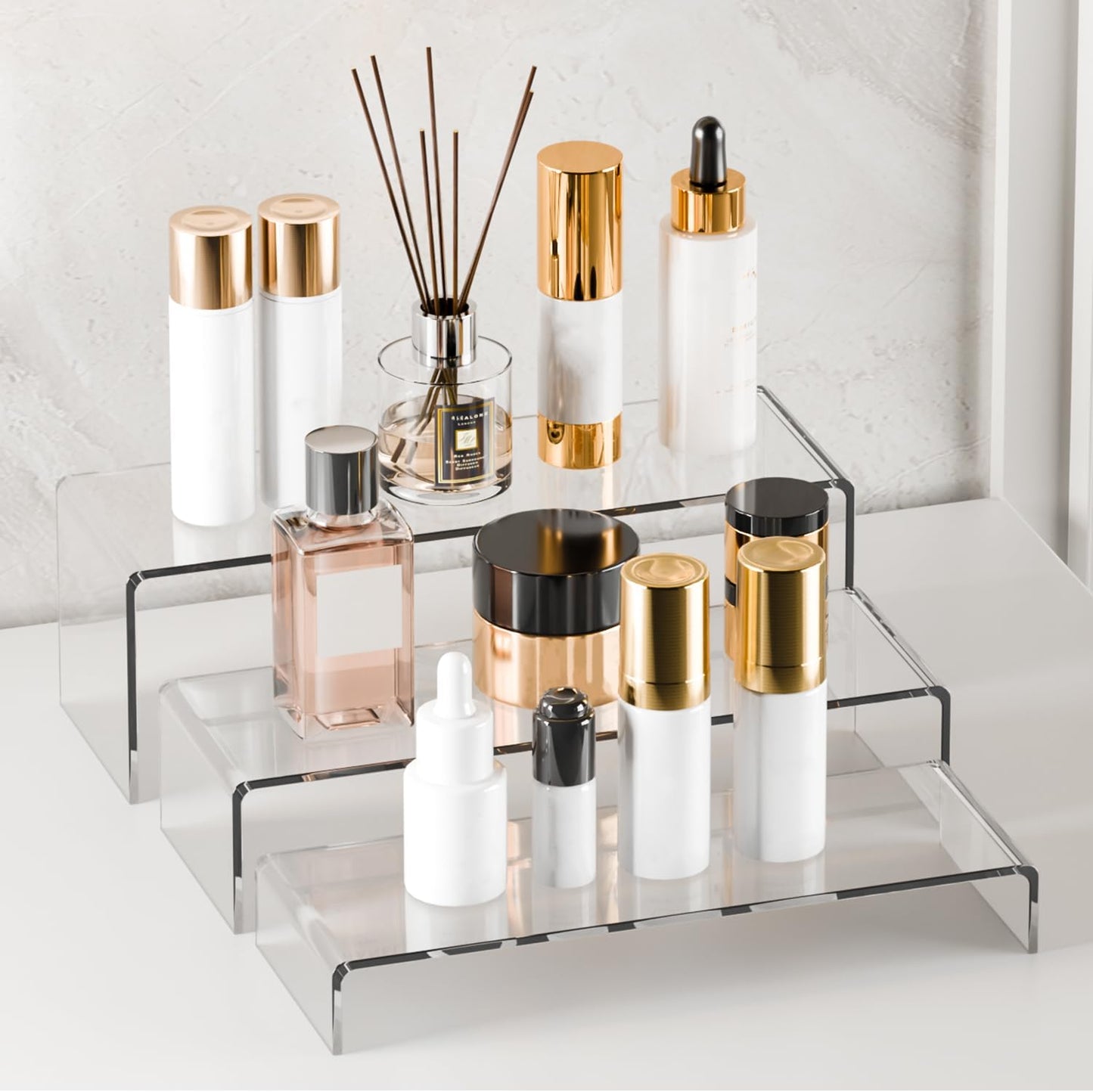 Rectangular Acrylic Showcase Collectibles Display Stands Suitable for Retail / M / Clear / Set of 6