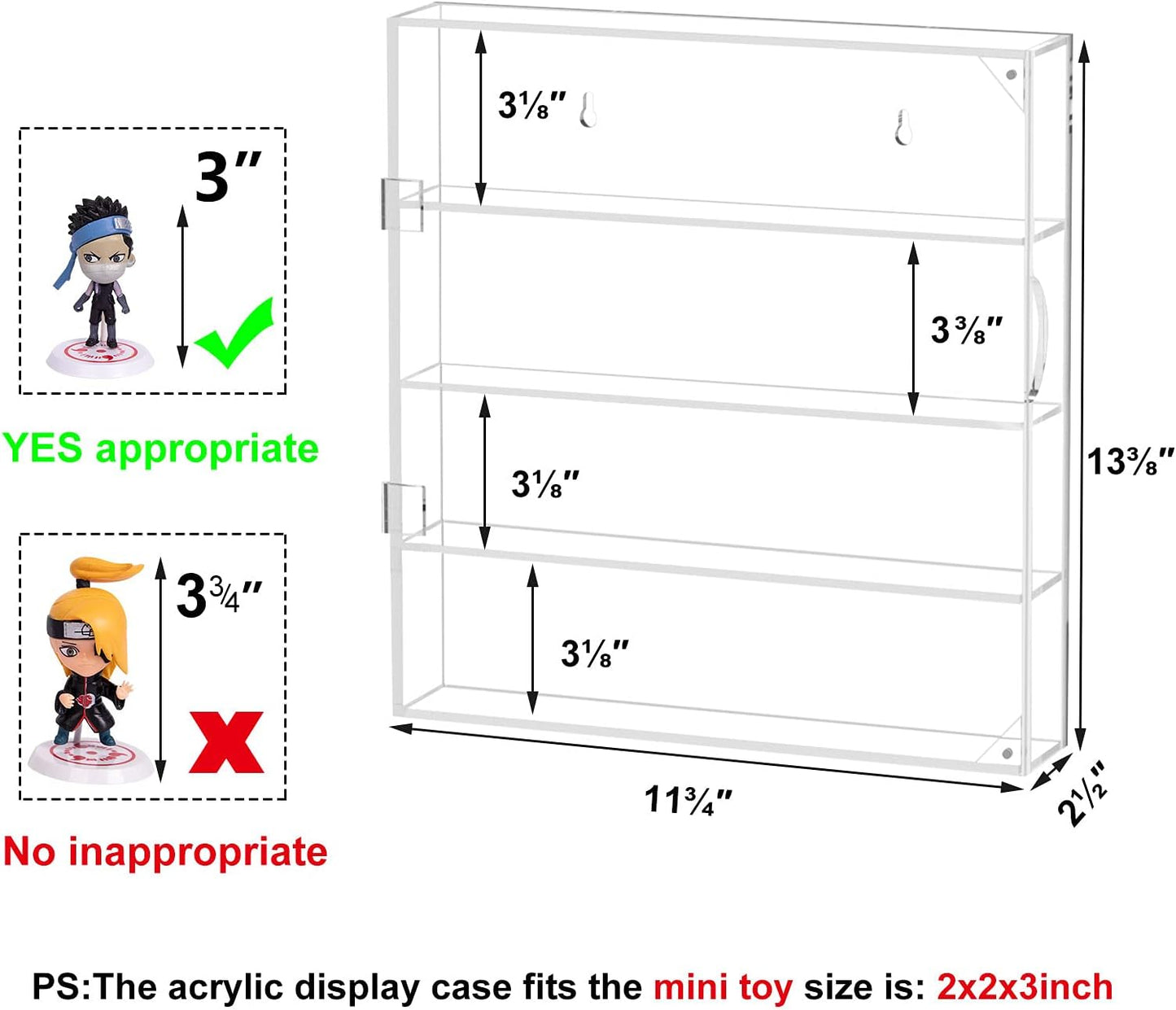 AITEE 4 Tiers Acrylic Display Case for Mini Funko Pop on Wall or Desktop | 11.77"Lx2.5"Wx13.38"H, acrylic, dustproof