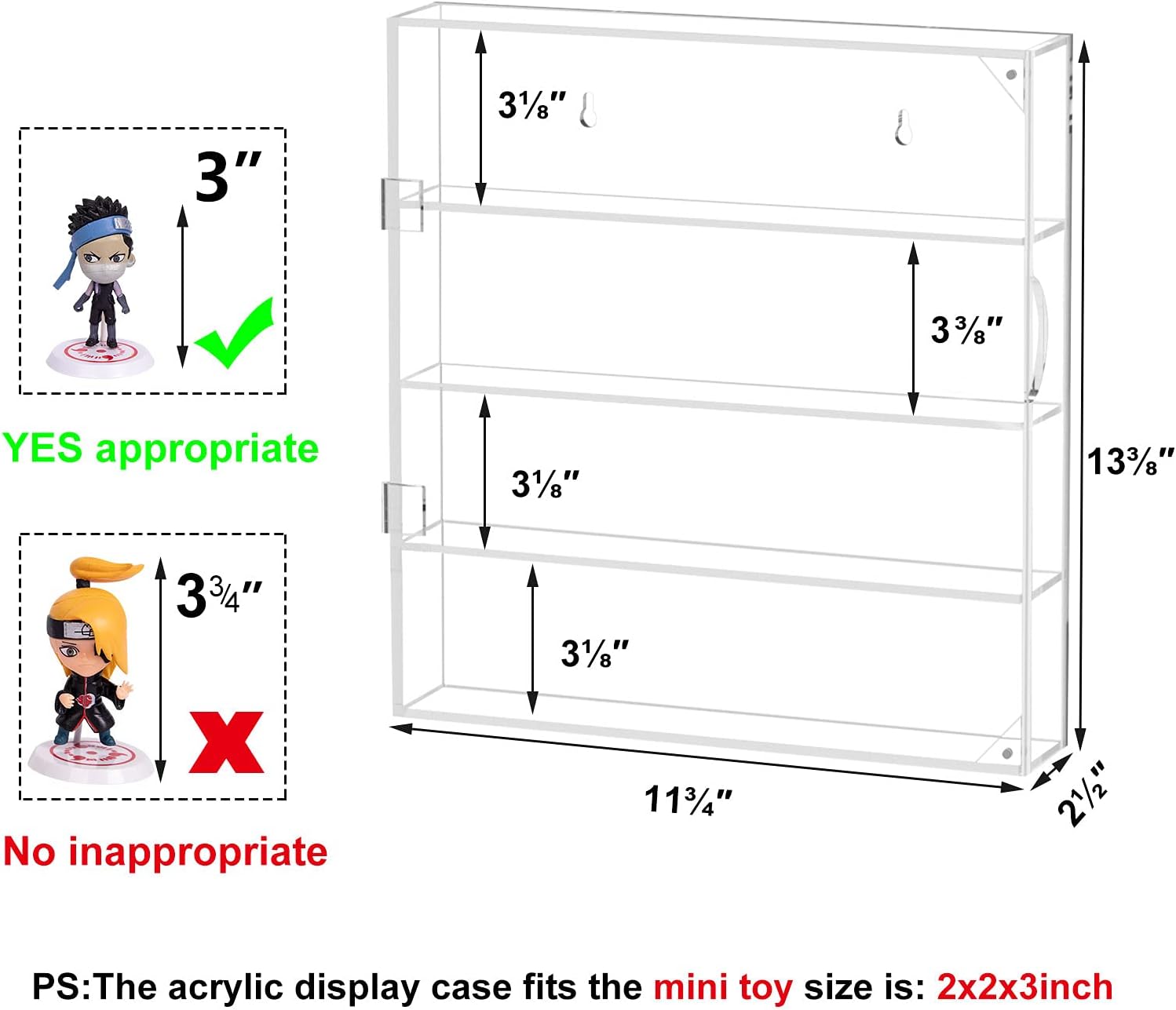 AITEE 4 Tiers Acrylic Display Case for Mini Funko Pop on Wall or Desktop | 11.77"Lx2.5"Wx13.38"H, acrylic, dustproof