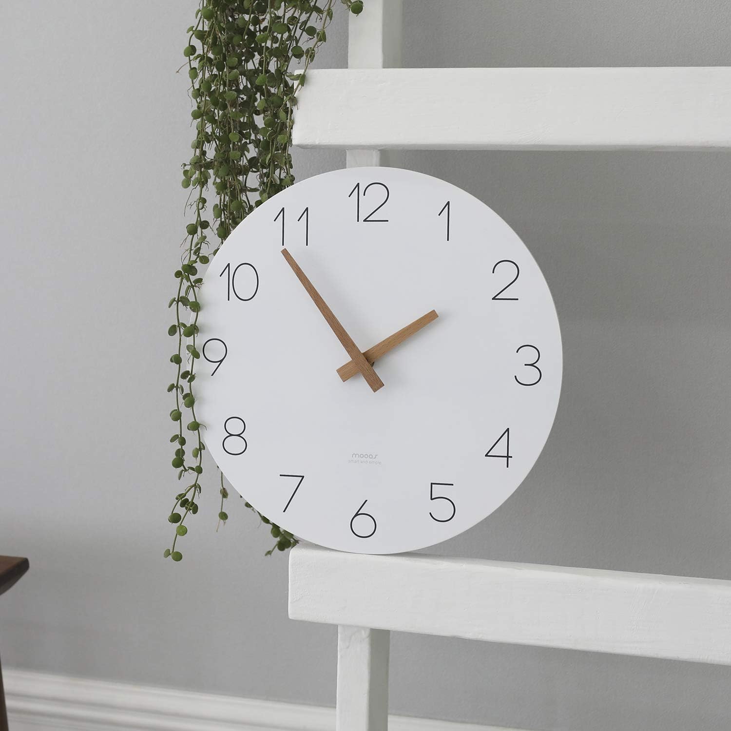 mooas Flatwood Wall Clock, 12" Analog Wall Clock, Silent Non-Ticking | Modern Wall Clocks Battery Operated for Office