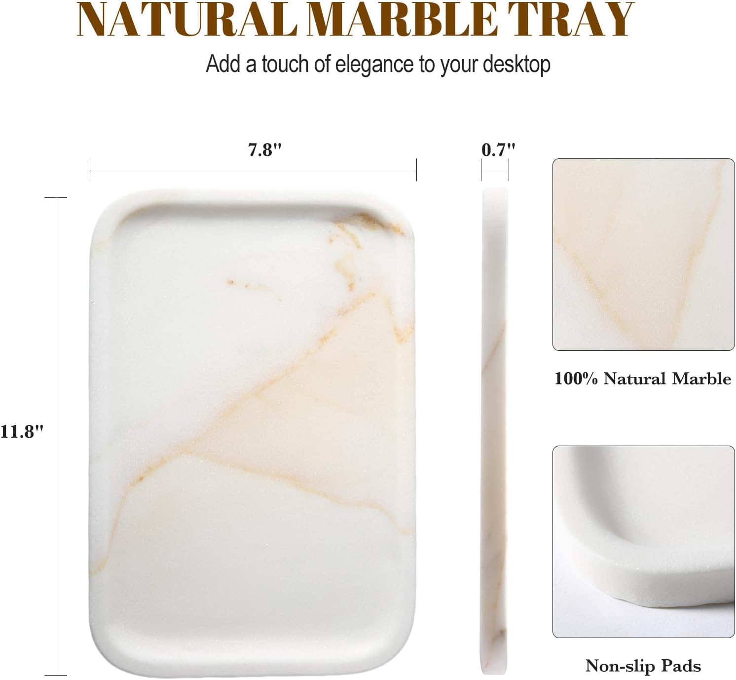 Marble Tray / Golden Calacatta / Natural / 12 x 8