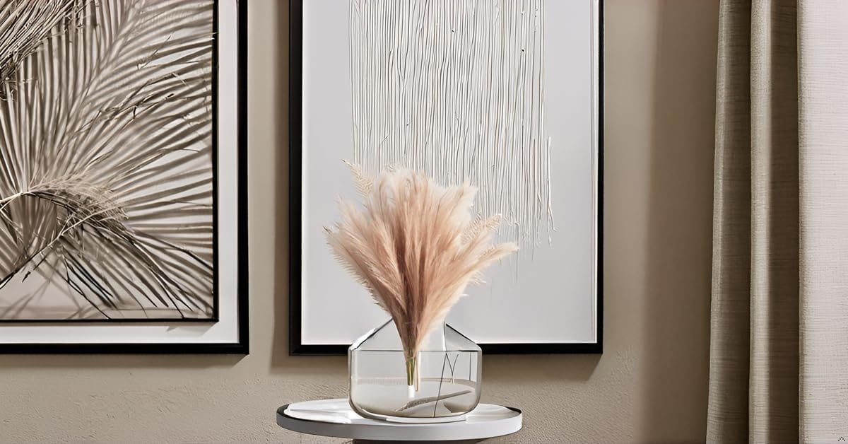 Faux Pampas Grass Dried Fluffy Artificial 35" Ascendant Grass for Vase Fillers / Brown / Set of 6