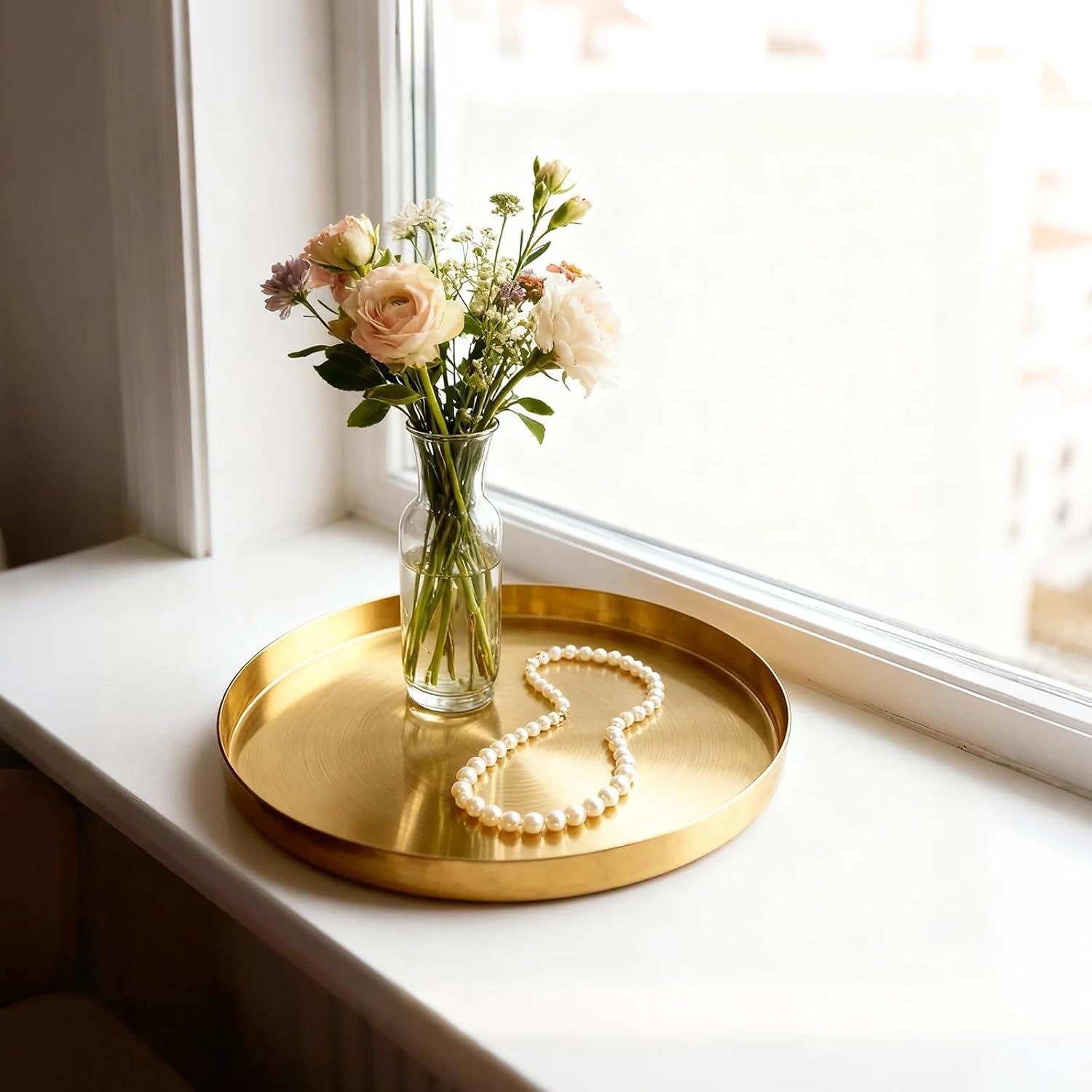 Tray Round Serving Platter / Gold / 8 x 1
