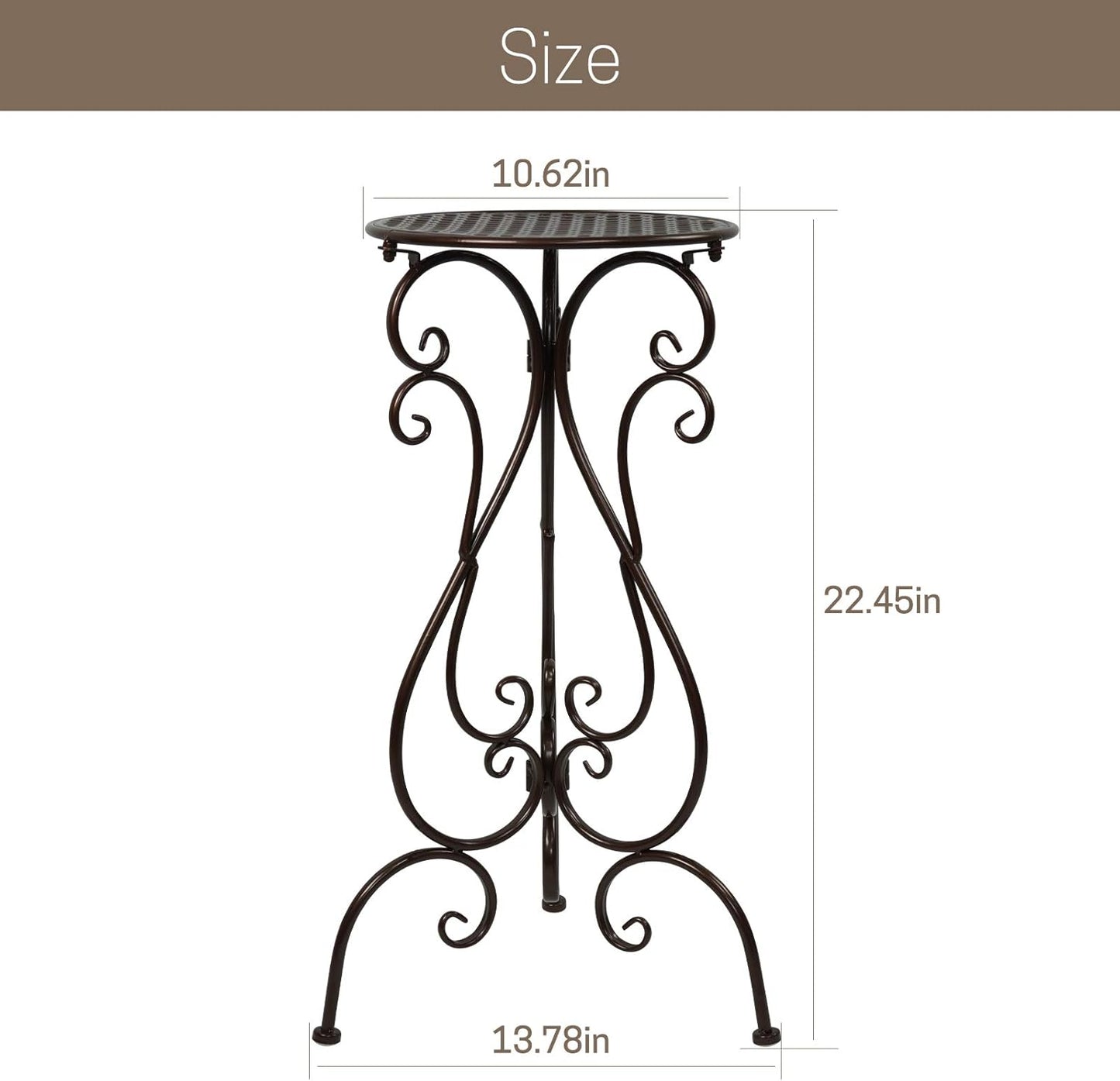 NAKUPE Metal Plant Stand Indoor Outdoor, Heavy Duty Flower Pot Stands 22.5 Inch Tall, Single Plants Pedestal Table for