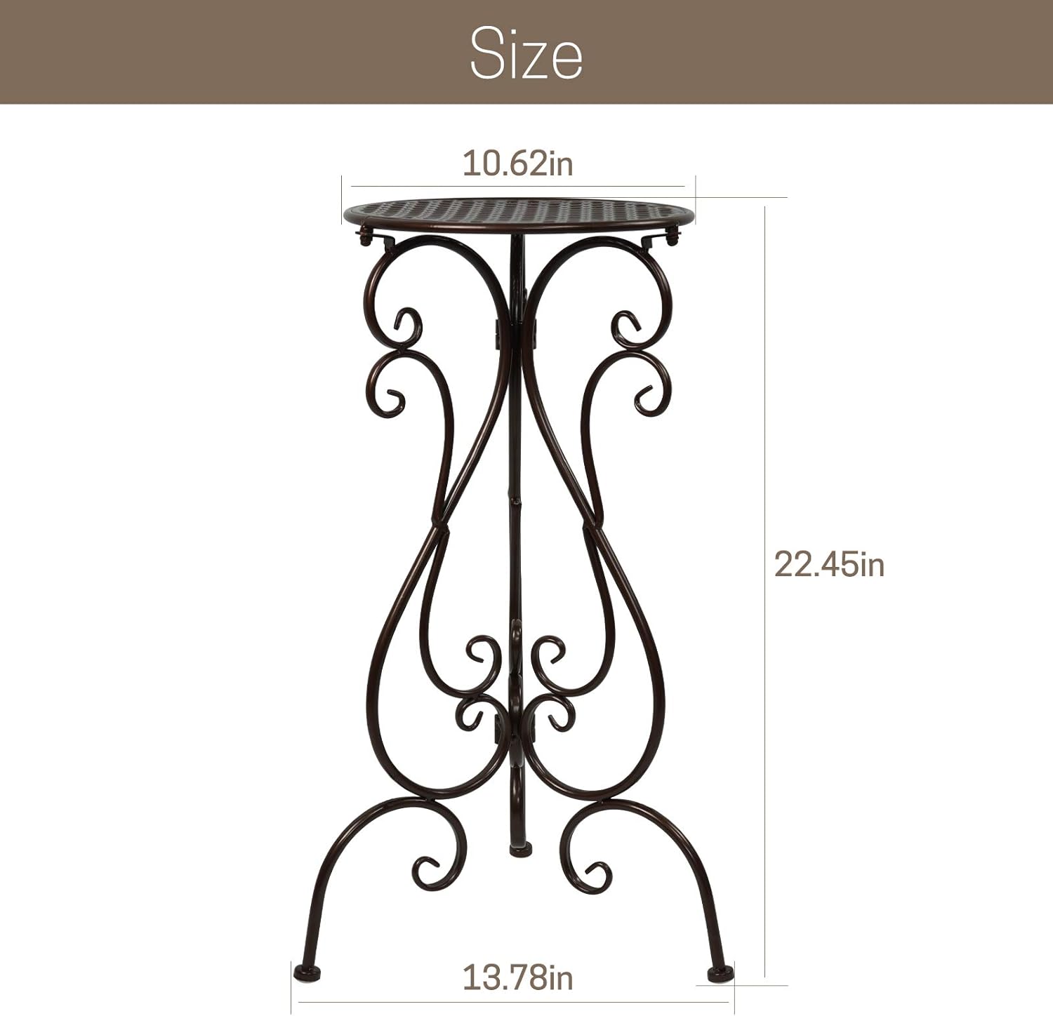 NAKUPE Metal Plant Stand Indoor Outdoor, Heavy Duty Flower Pot Stands 22.5 Inch Tall, Single Plants Pedestal Table for