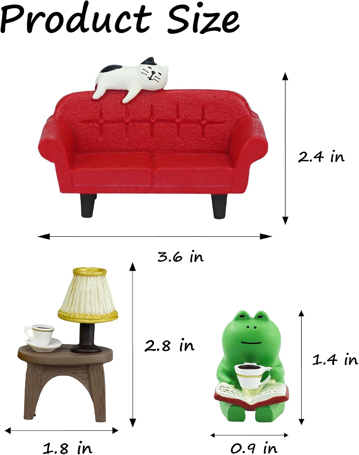 Mini Frog Figurine / Long Sofa-red