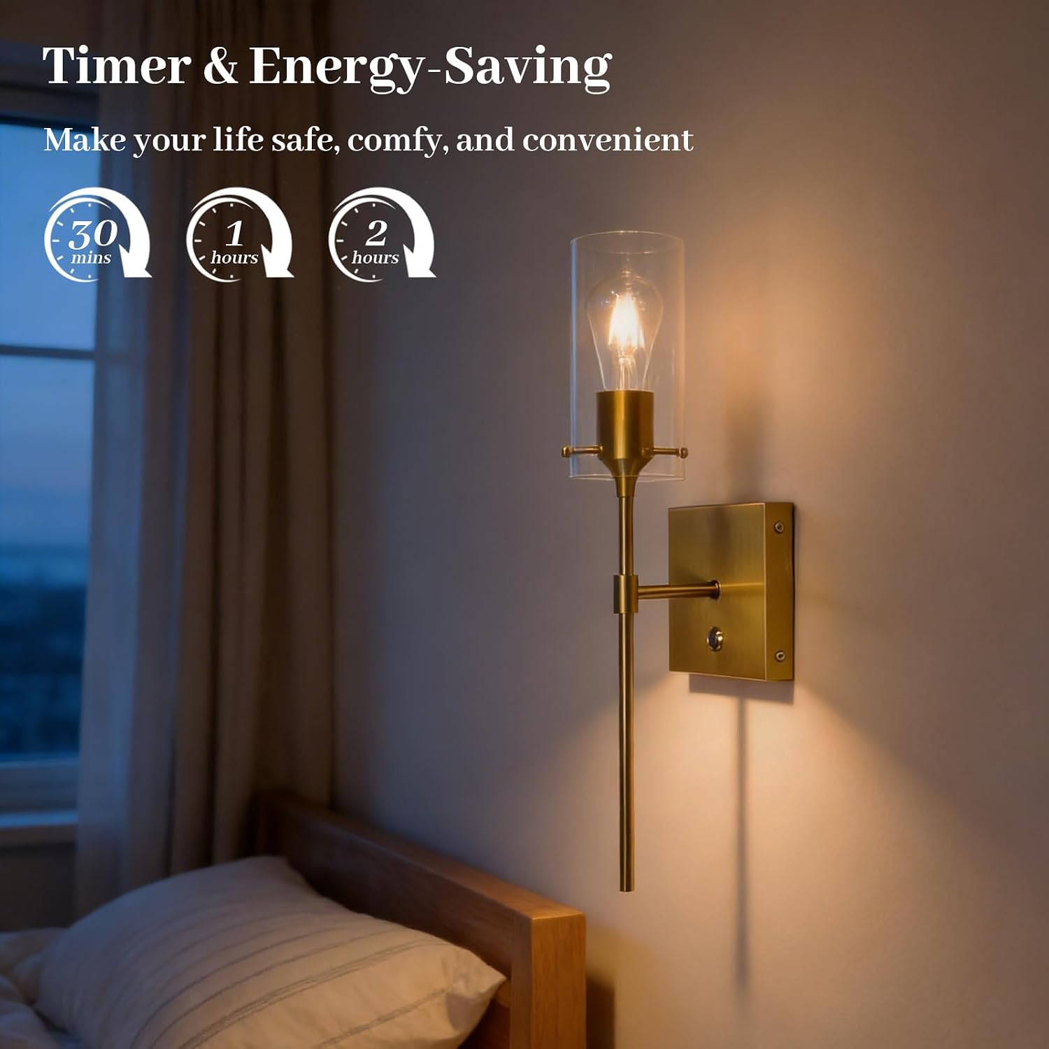 Battery Operated Wall Sconces Set of 2 with Remote Control, Gold | Dimmable 3 Colors, Wireless Rechargeable Wall Lights