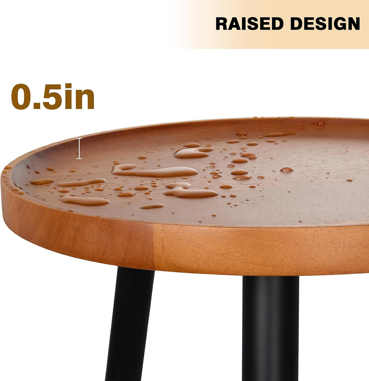 KINNARY Plant Stand Indoor, Mid Century Wood Plant Table Plant Holder with Raised Design,Heavy Duty Metal Tall Flower