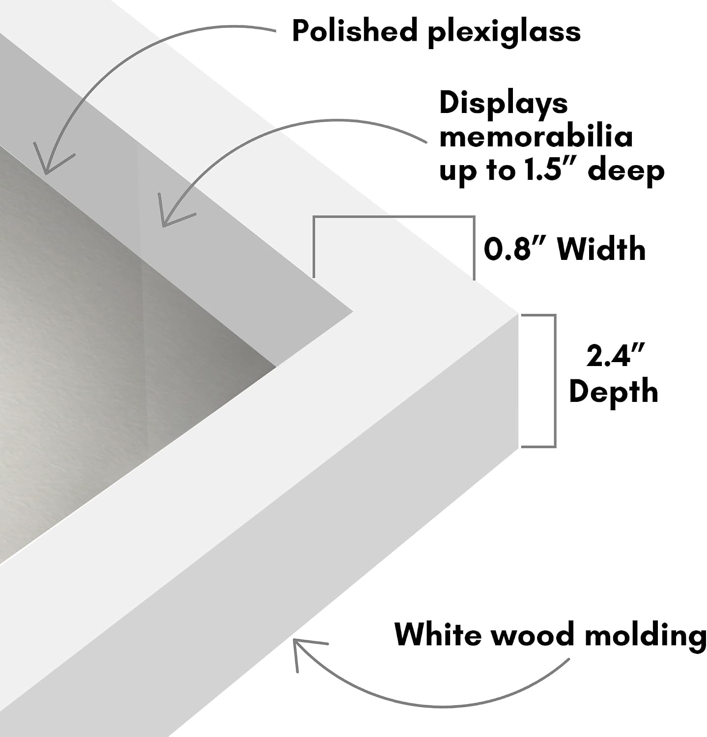 Americanflat 16x20 Shadow Box Frame - Engineered Wood - White | Polished plexiglass front, 1.5 inch interior depth