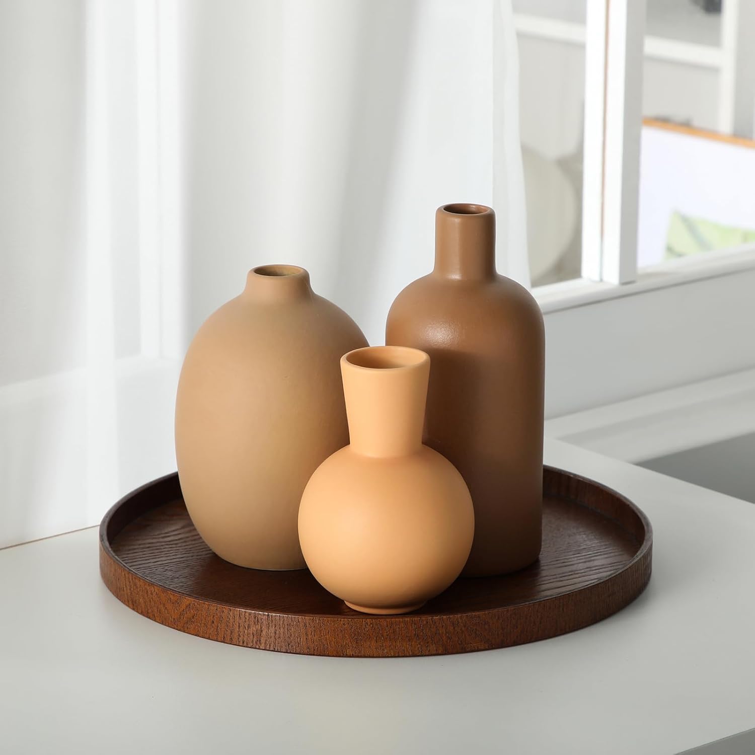 Ceramic Vases for Pampas Grass Modern Terracotta Vase / Brown / Set of 3