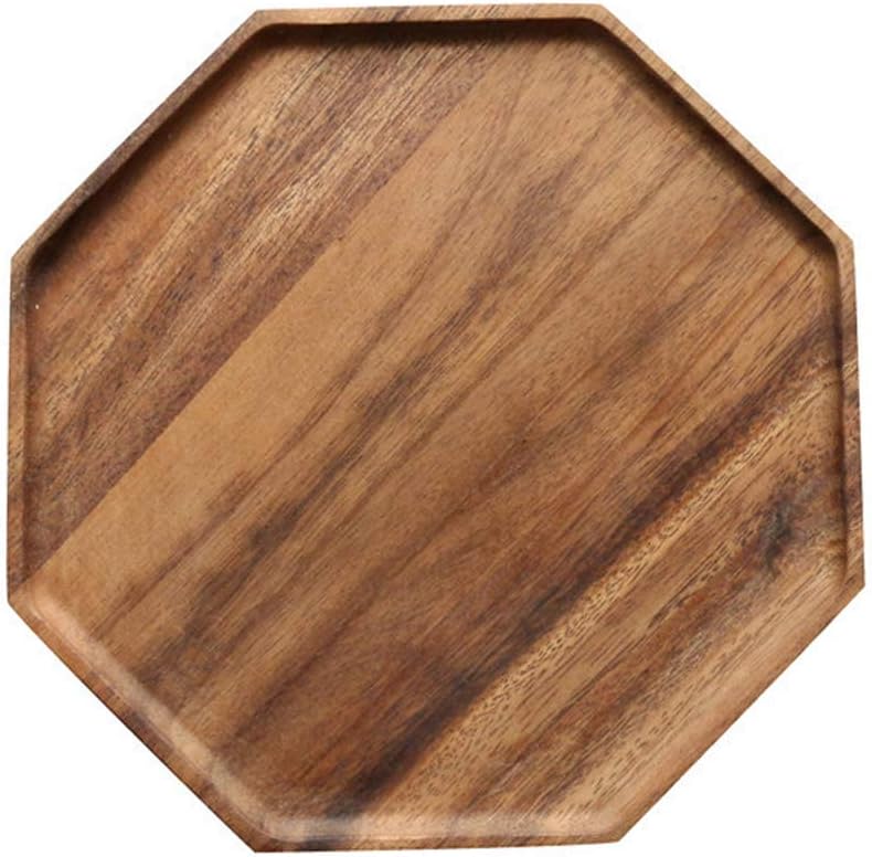 Acacia Wooden Trays Serving Platters Round Square Veggie Serving Tray Decor / 8-10 Inch / Set of 2