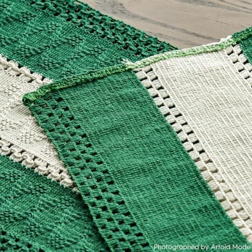 Artoid Mode Emerald Green Farmhouse Woven Table Runner 12x72 Inch