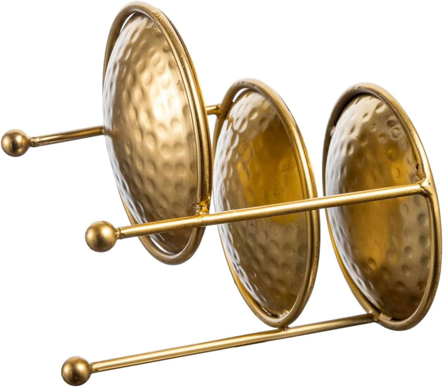 Hammered Brass Plated Metal Ring Tray / Brass, 3 Tier
