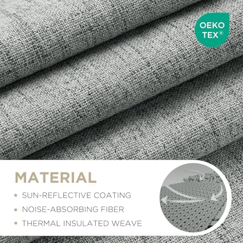 Joydeco Linen Blackout Curtains for Bedroom - 100% Light Blocking 1 Panels, Light Grey Drapes 100" W x 108" L, Thermal