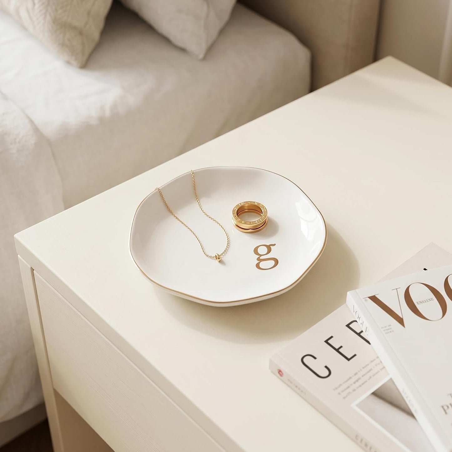 Ceramic Jewelry Tray / G / White