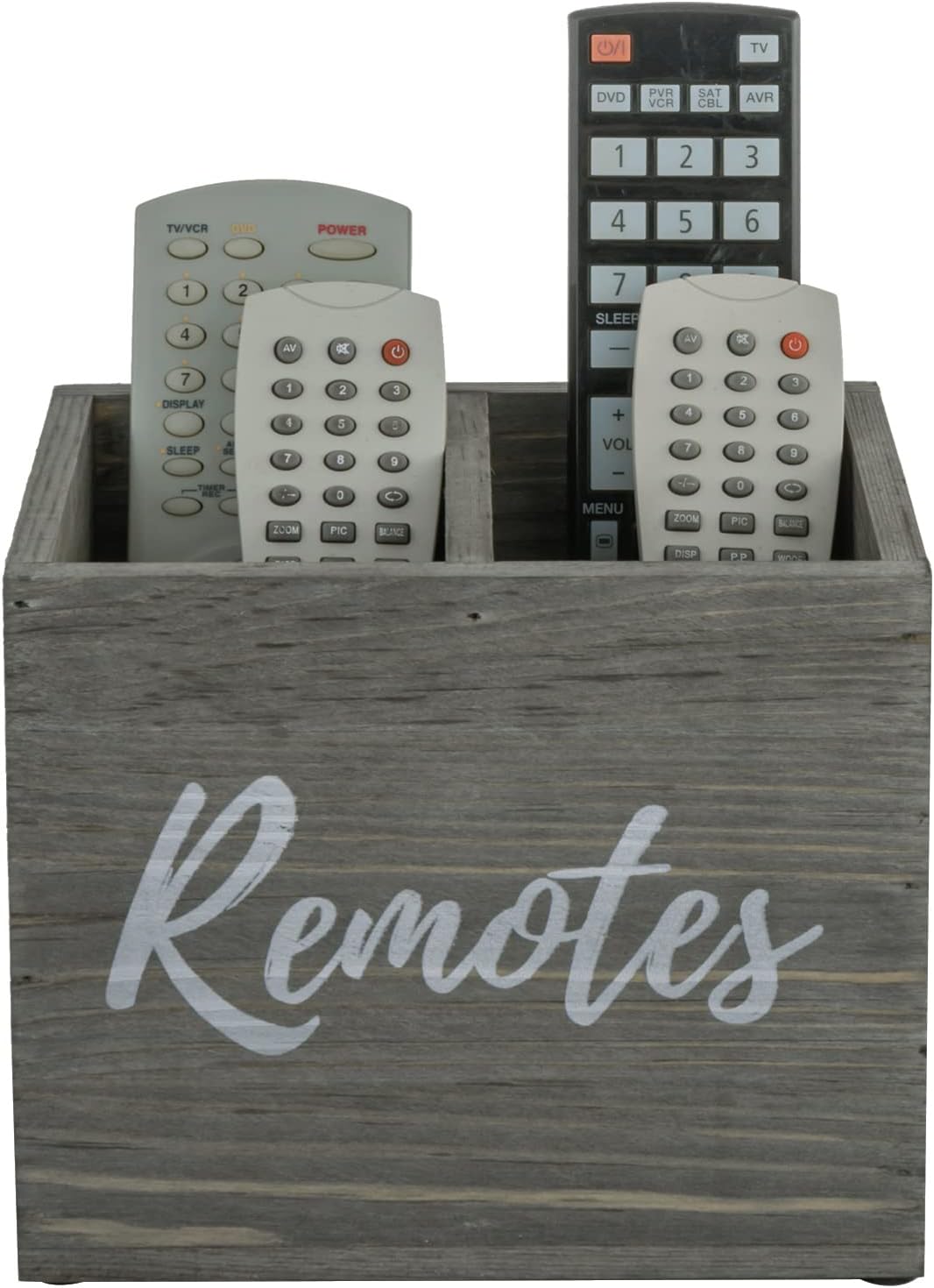 Weathered Solid Wood Remote Holder / Vintage Gray
