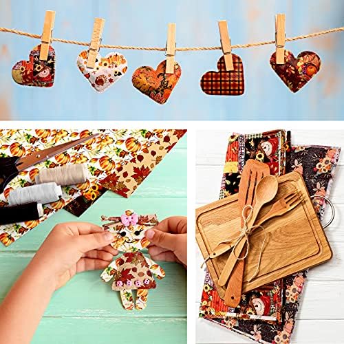 Tatuo 10 Pcs Fall Cotton Fat Quarters Thanksgiving Pumpkin Maple 19.7"