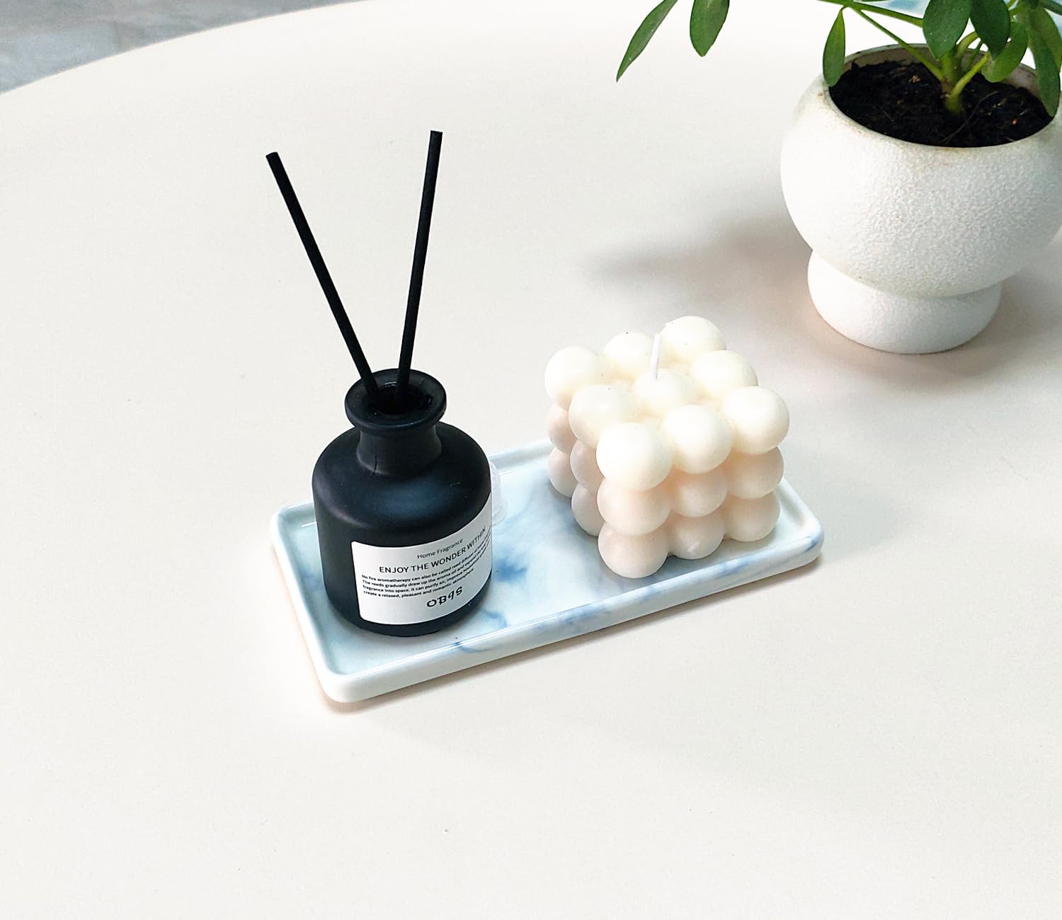 Tiny Ceramic Countertop and Vanity Tray for Cosmetics / 6.4 x 3 x 0.5 / Blue