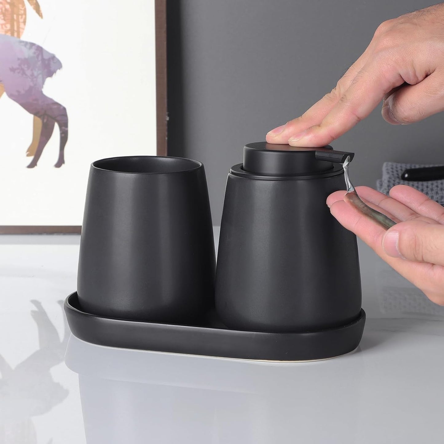 8'' Ceramic Vanity Tray / Black