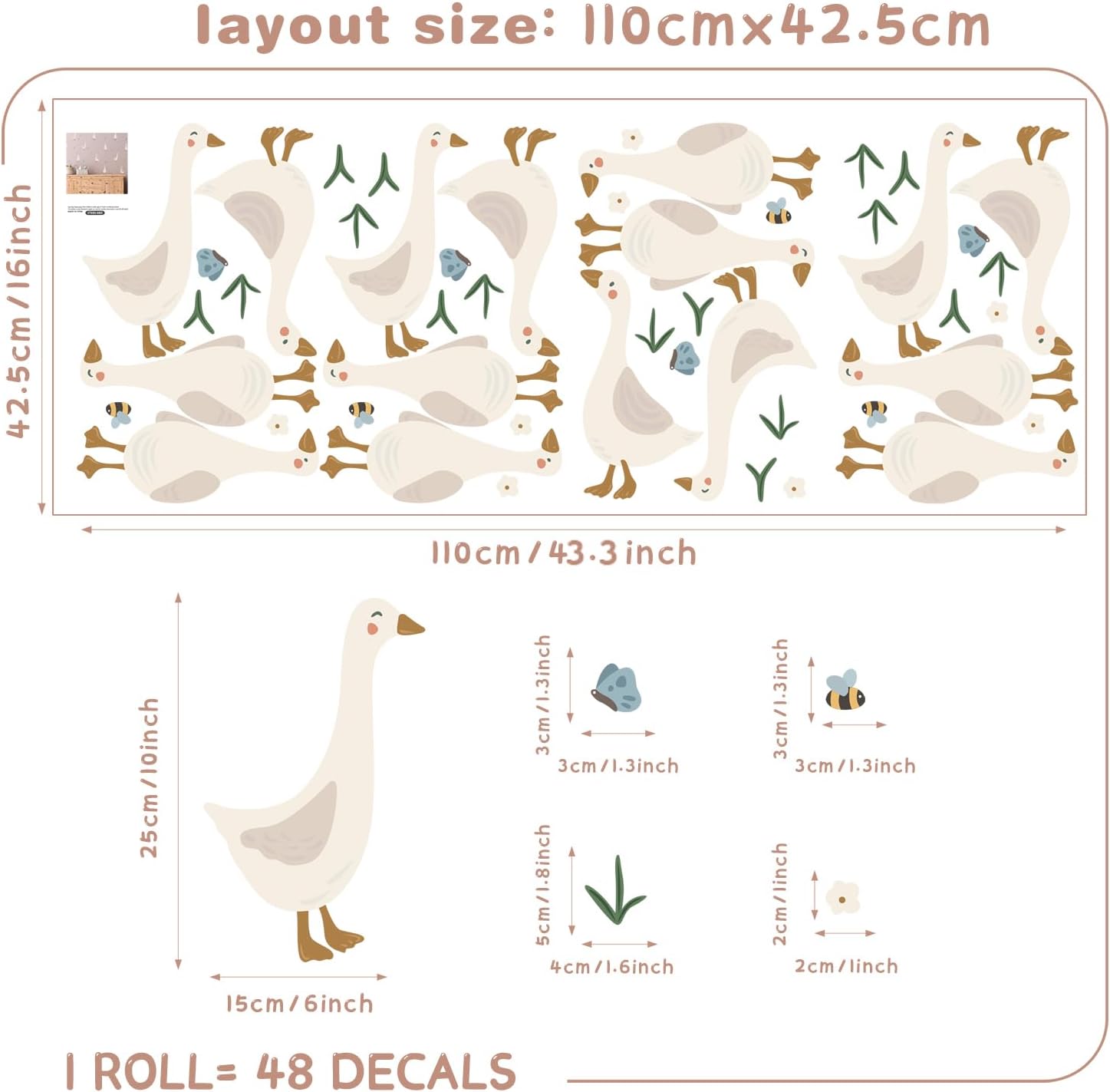 Boho Fabric Geese Wall Sticker
