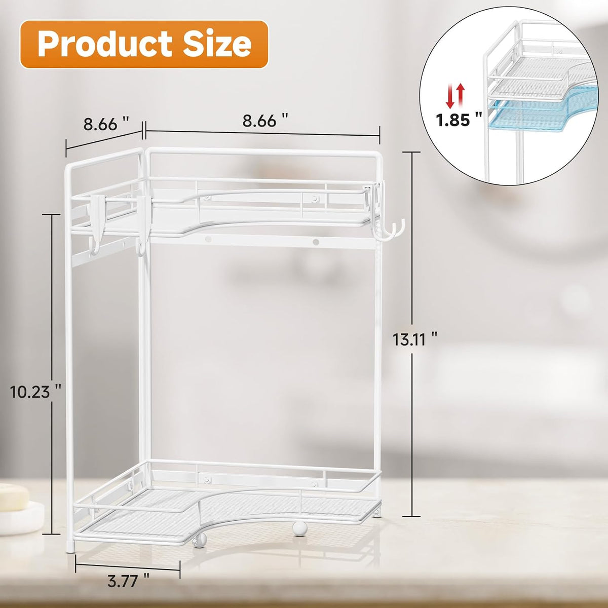 VITVITI 2-Tier Corner Bathroom Counter Organizer, Bathroom Countertop Organizer Storage for Sink, Metal Mesh Makeup