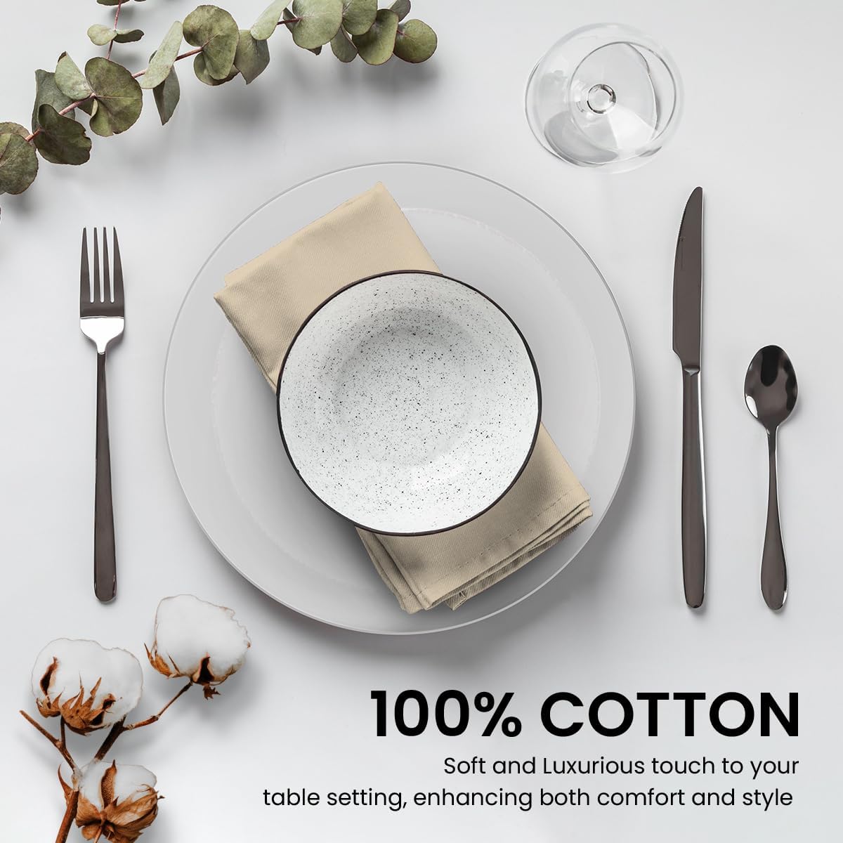 Napkins Pack of 12|Dinner Cloth Napkins|Calicot Dinner Cotton Napkins 18x18 Inches|Washable & Reusable Napkins for