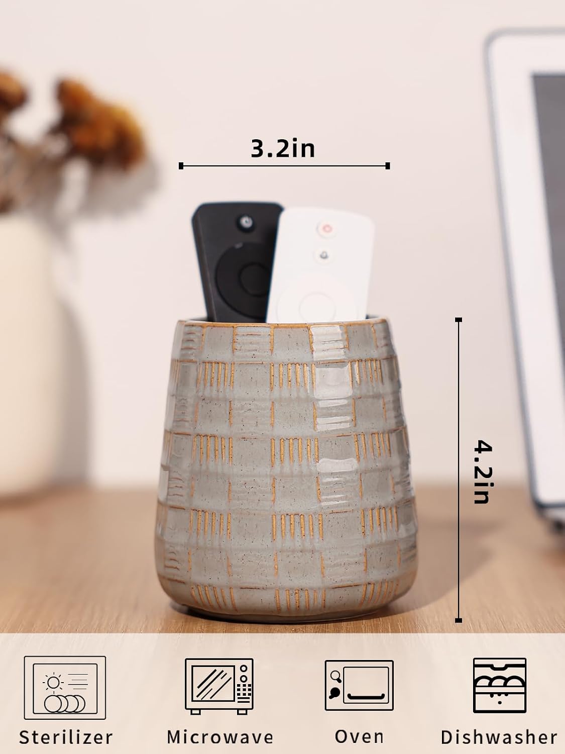 Ceramic TV Remote Control Holder / Grey