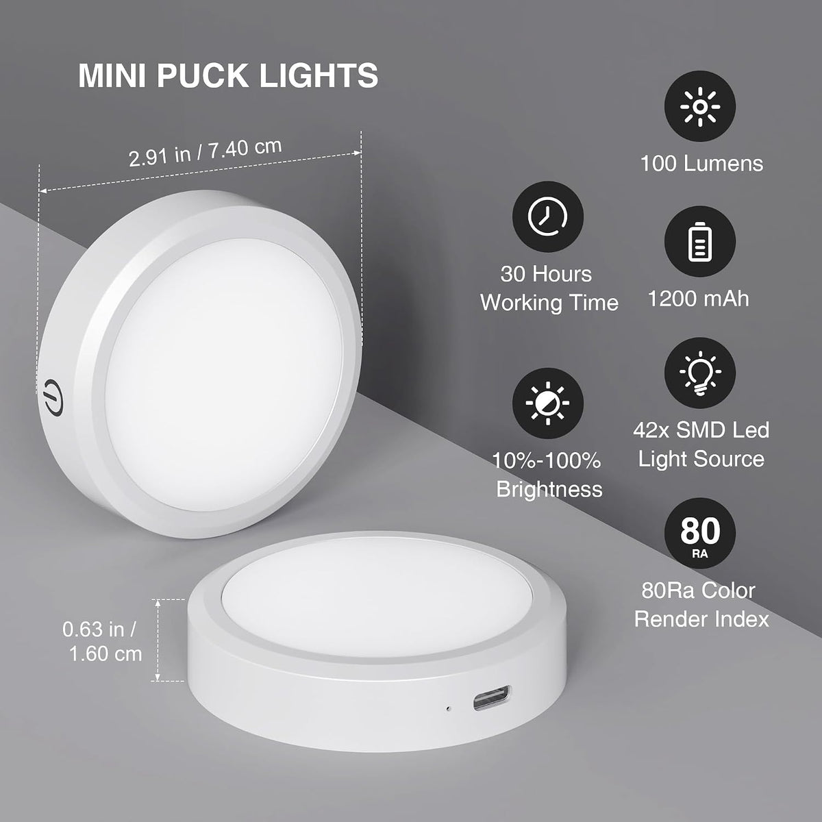 Puck Lights with Remote Control Rechargeable, Full-Screen Wireless LED Under Cabinet Lighting with Light Guide Plate,3