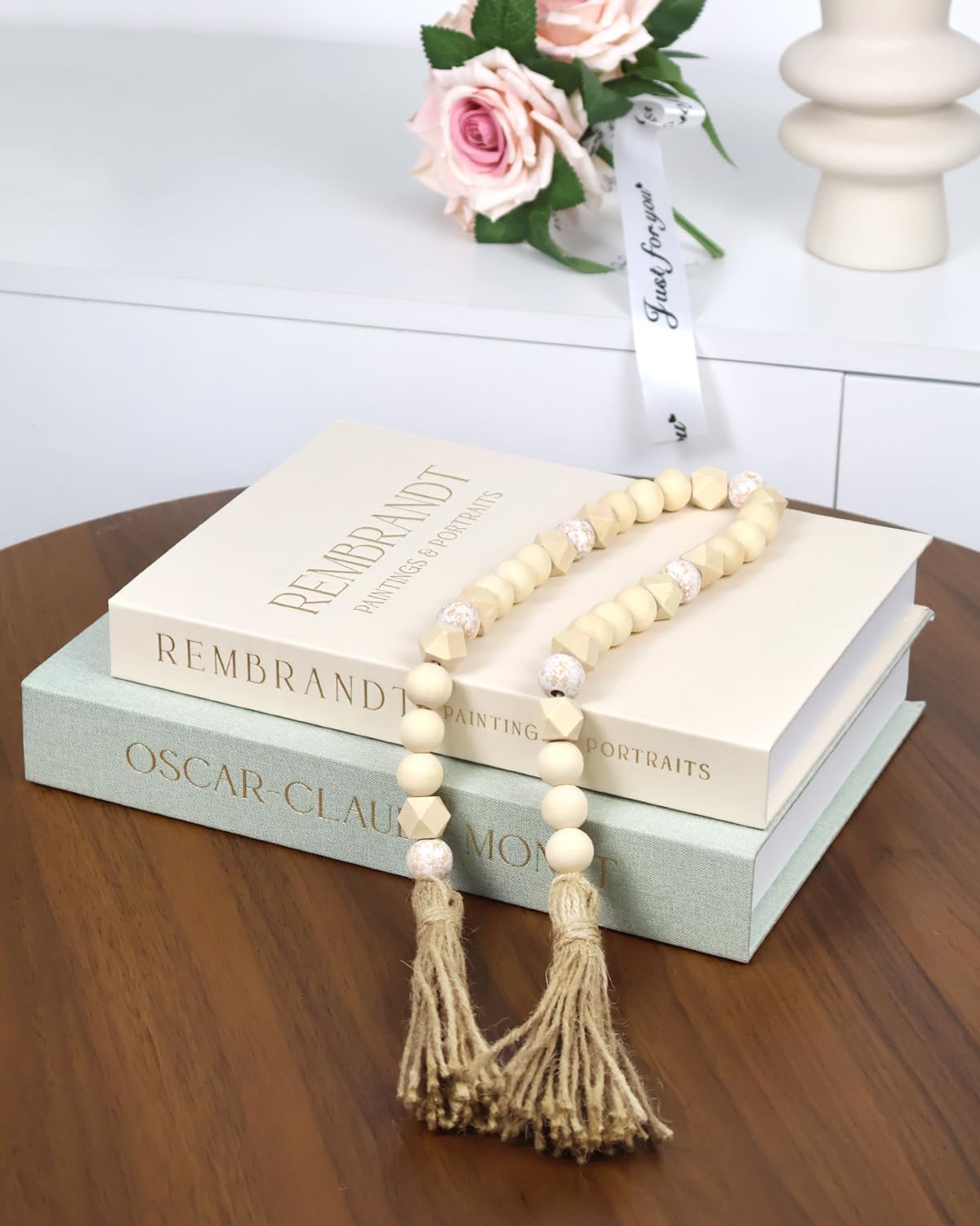 2 Linen Faux/Fake Books / Sage Green + Beige