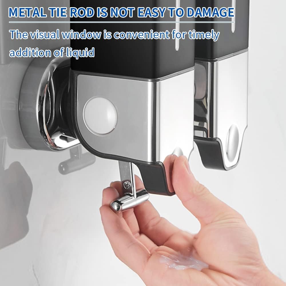 3 x 500ml per Cup Wall Mounted Manual Soap Dispenser for Home, Bath, Kitchen, Hotels, Restaurants. Shower and Lotion