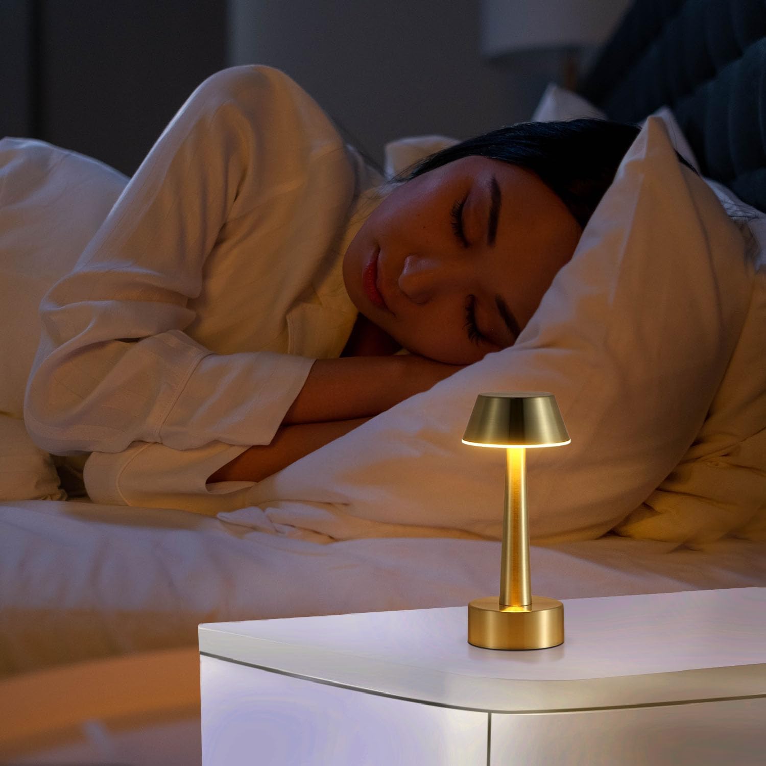 UMEXUS 8.8'' Small Cordless Batttery Operated Table Lamp for Restaurant Bar | Rechargeable 3-Way Stepless Dimmable