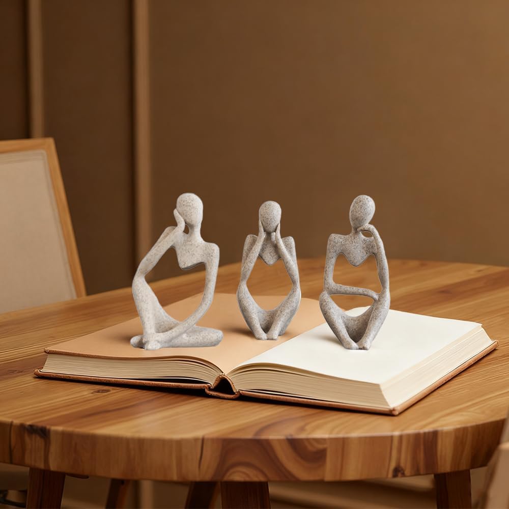 Pcs Resin Trendy Abstract Art Sculpture Collectible Figurines Home / Sand / White / Set of 3