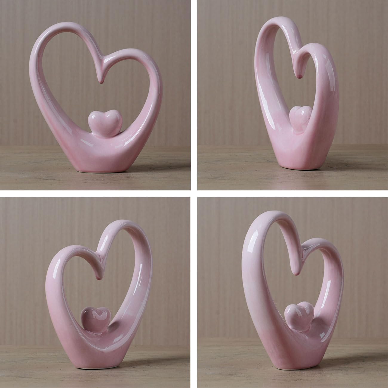 Heart Statue Figurine Modern Art Sculpture Romantic Home Decor Ceramic Ornament Gift