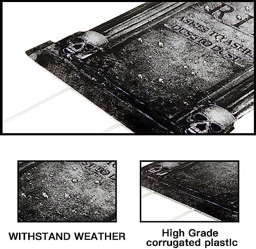 Halloween Decorations Outdoor Graveyard Tombstones: 6ct Large Tombstone Halloween Decor Yard Signs with Stakes, 16" Realistic Scary Skeleton RIP Cemetery Gravestones for Yard Lawn Outside Home Party