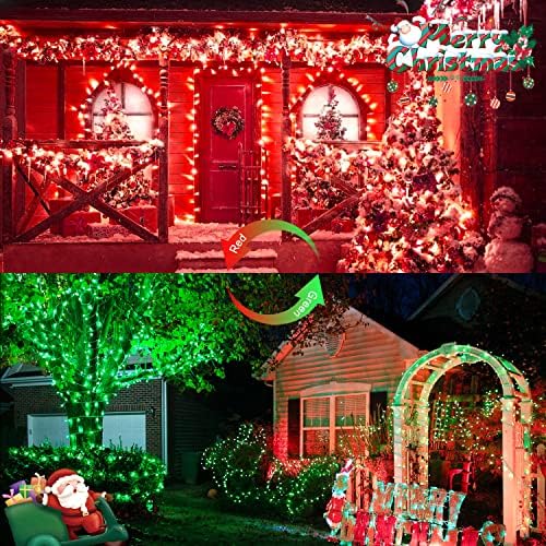 JMEXSUSS 100 LED Red & Green Christmas Lights Plug in, Halloween Lights