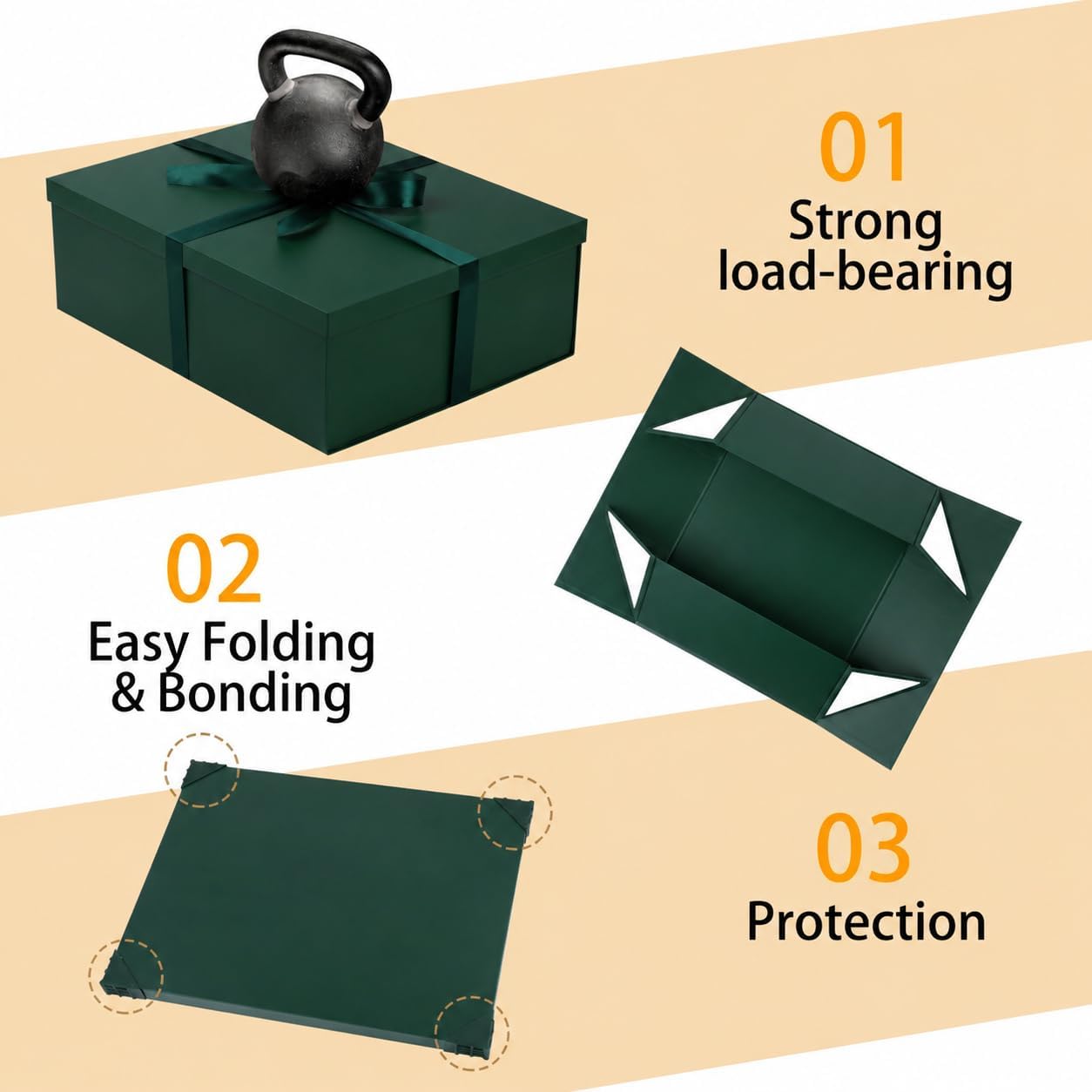 Gift Boxes / Large Gift Box / Green / 1 Count / 16.5 x 13 x 5.5