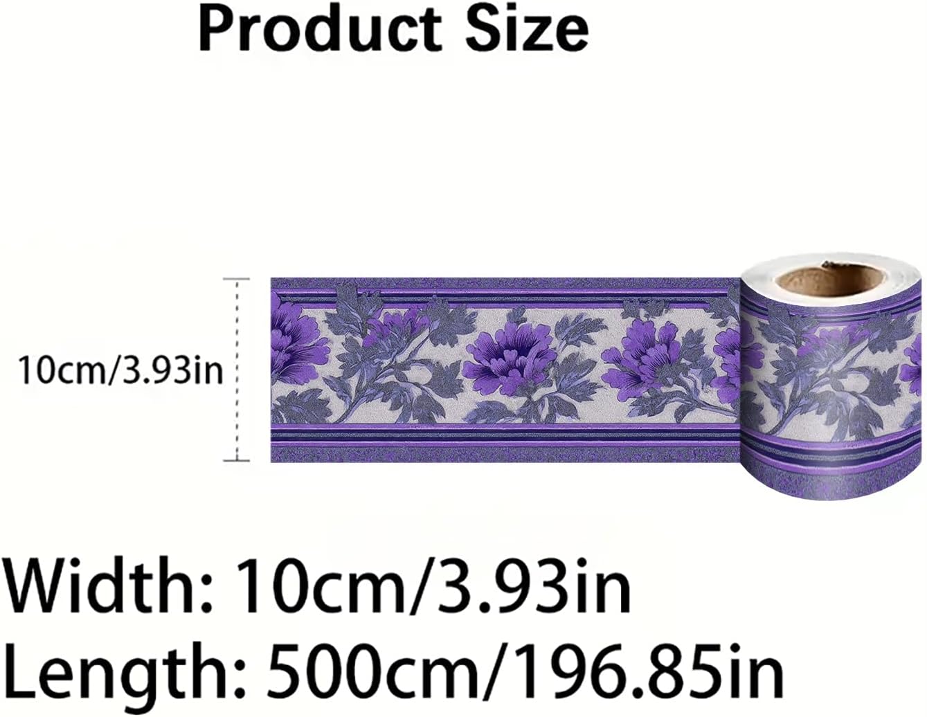 Purple Floral Wallpaper Border Peel and Stick Wall Border Self Adhesive / Purple Floral#2 / 196 x 4