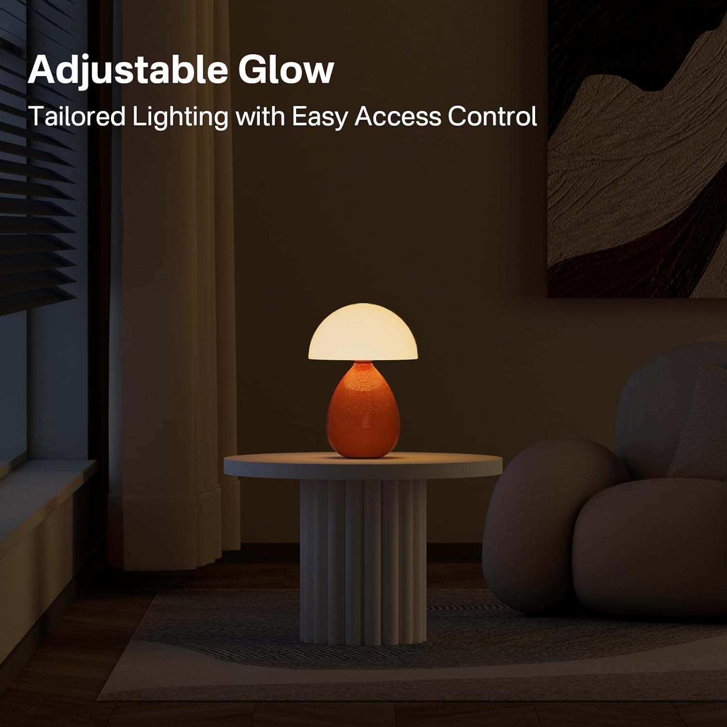 Mushroom Lamp Table Lamp / Orange-ice Crackle