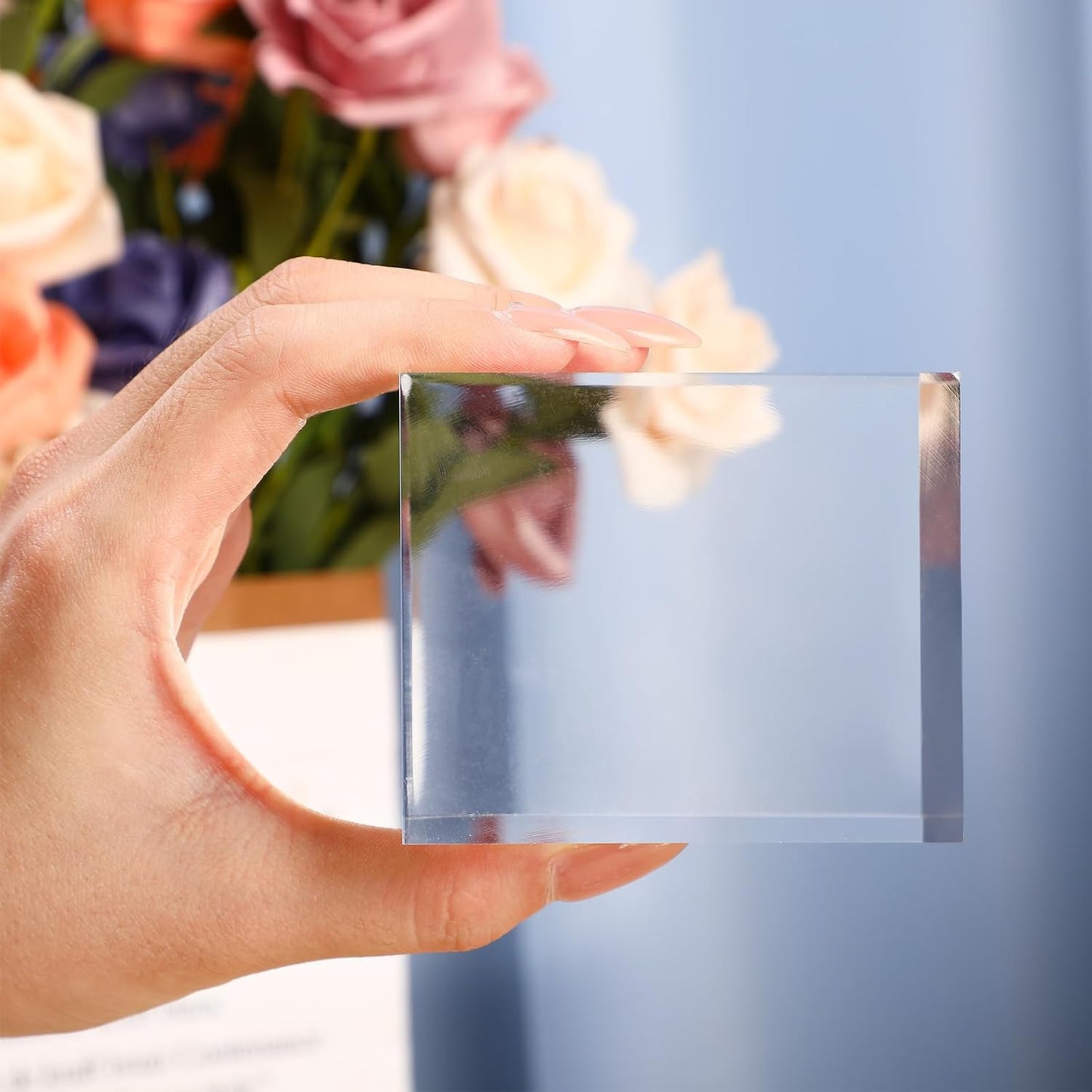6 Pcs Acrylic Risers Stand Display Block Decor Riser 3 Size Decor Clear Polished Cube Solid Pedestal Stand for Jewelry
