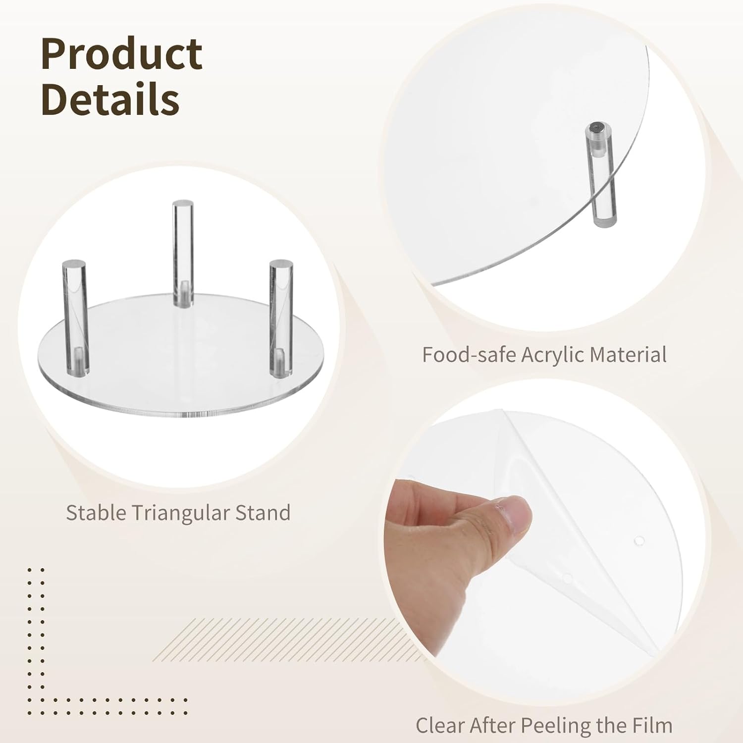 Round Display Stands for Cake / Clear / Set of 3