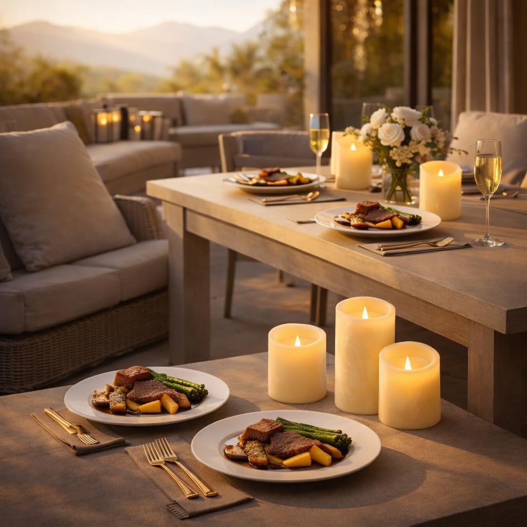Enido 9pcs Flameless Flicking LED Candles with Remote, Battery Operated Outdoor Waterproof Candles, Electric Candle for