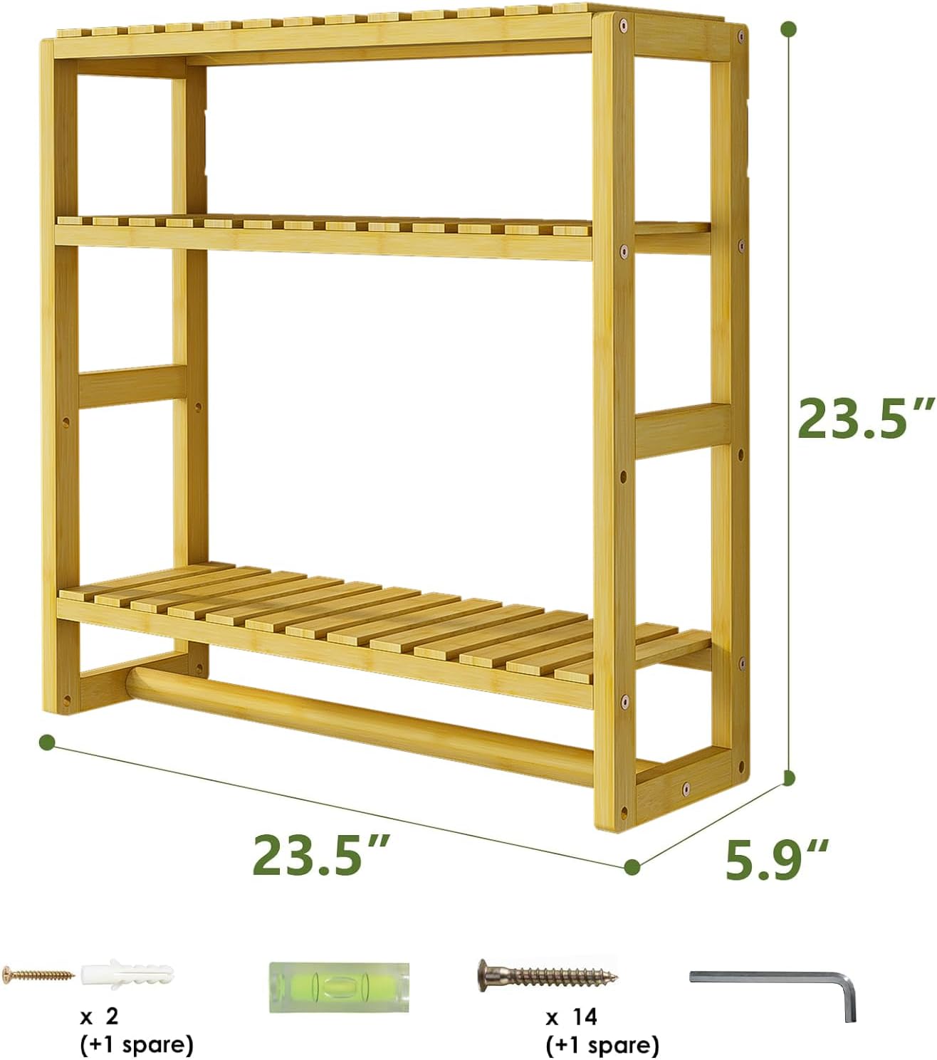 Galood Over The Toilet Storage Bathroom Shelves Wall Mounted Yellow | 3 Tier Space Saver Corner Shelf Organizer Bamboo