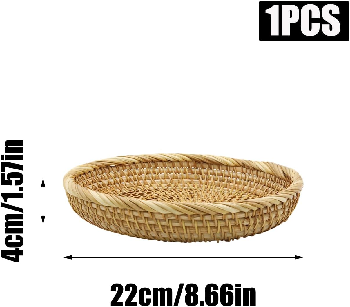 Handmade Rattan Basket Small Round Woven Storage Basket Tray Small Decorative Bowl / 8.7 / Basic