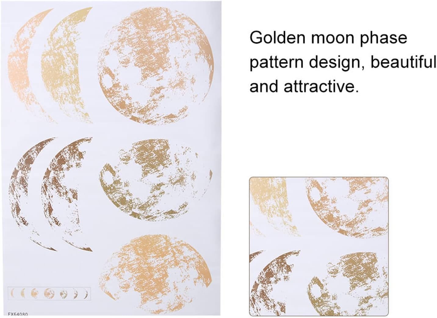 Moon Phases Decor Modern Art Decal Background Sticker / Gold