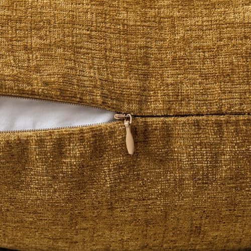 MIULEE Soft Chenille Throw Pillow Covers Mustard 20x20 Inch Pack of 2