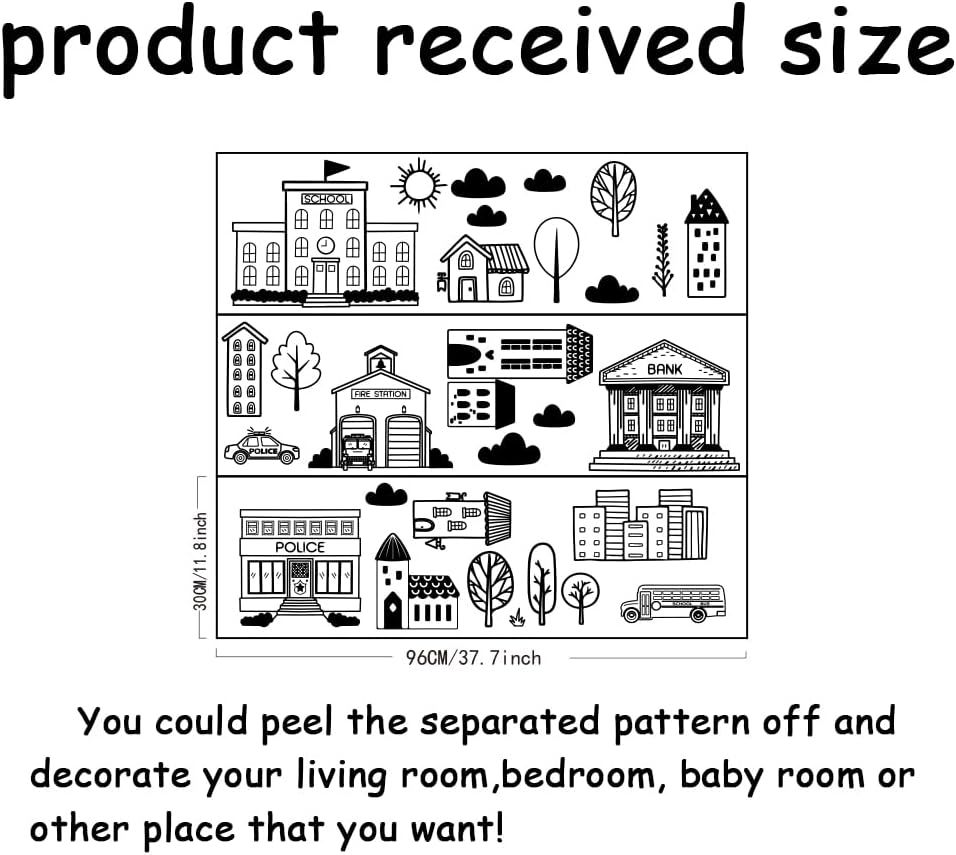 Building Wall Stickers Simple Wall Decals Public Place Decal School / Drawing of House / Black