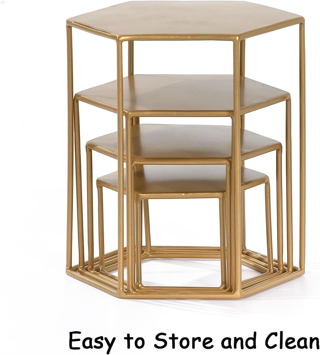 Modern Brass Buffet Display Stands / Upgraded Hexagonal / Set of 4