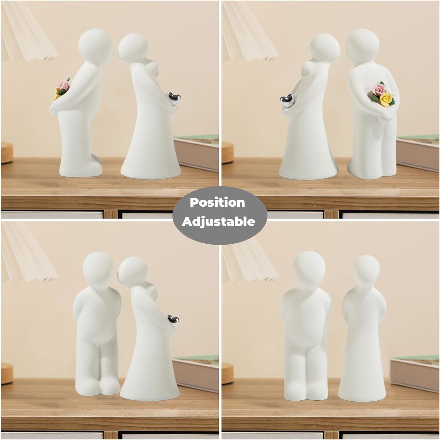 Ceramic Couple Statue / Modern Aesthetic Couple Sculpture Love Sign Figurines